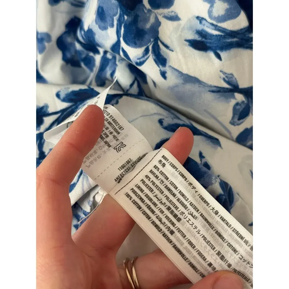 NWT Abercrombie & Fitch M Emerson babydoll puff in Blue Floral - Picture 4 of 7